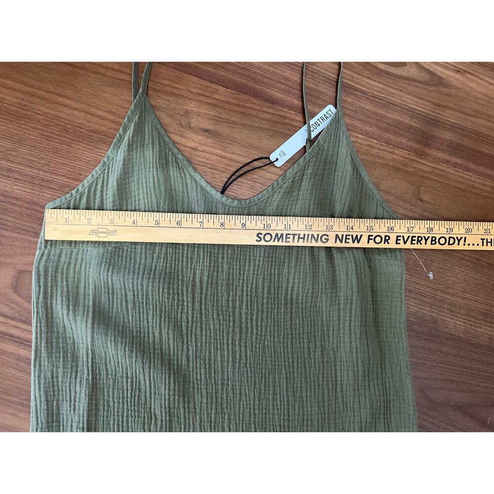Self Contrast Olive Gauze Midi Slip Dress Cotton NWT Small - Picture 7 of 8